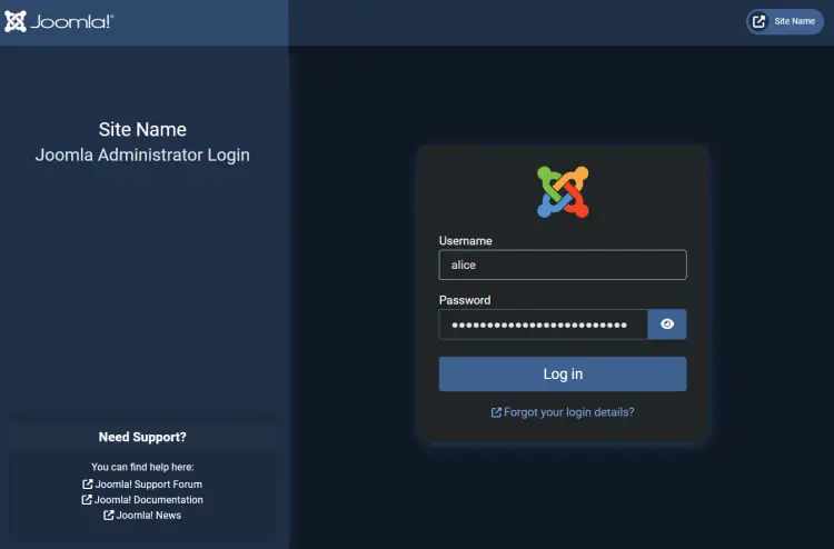 joomla login page