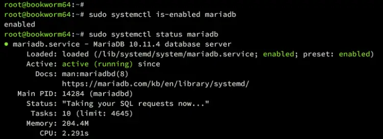 check mariadb