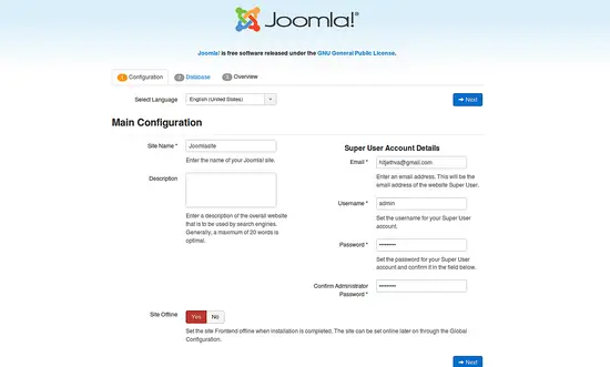 Joomla Main Configuration