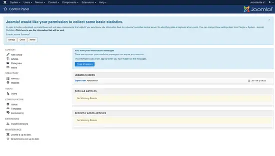 Joomla Control Panel