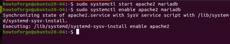 Start and Enable Apache MariaDB services