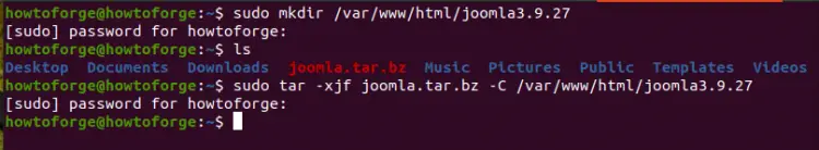 create Joomla installation directory and extract file here