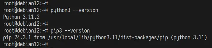 check pip and python