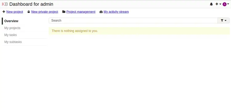 Kanboard admin dashboard
