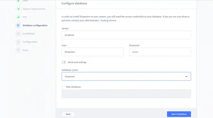 Configure Shopware Database