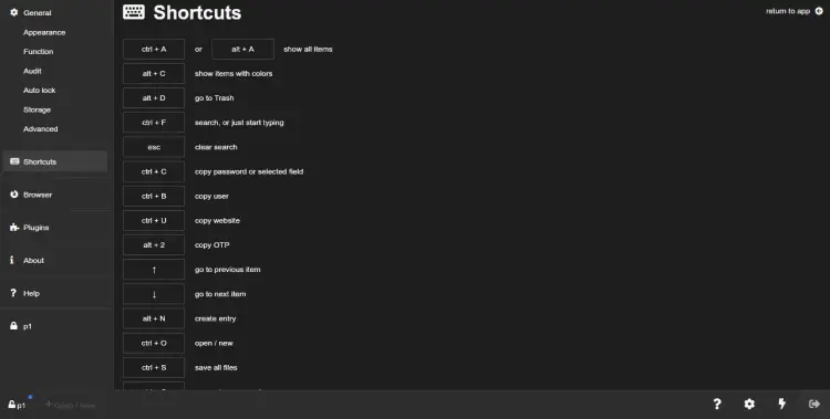 Keyboard shortcuts