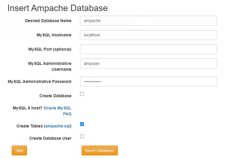 Ampache Database Setup
