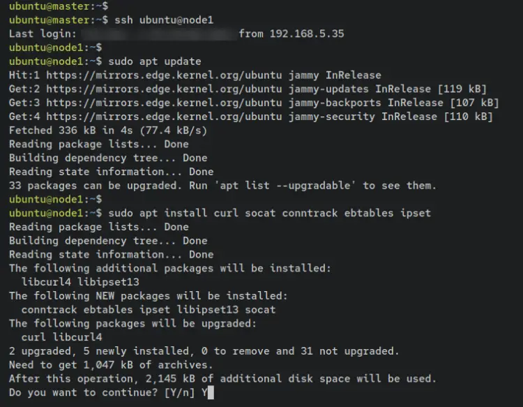 login node1 install packages