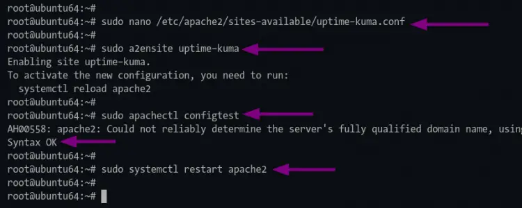 Setup Apache as reverse proxy for uptime-kuma