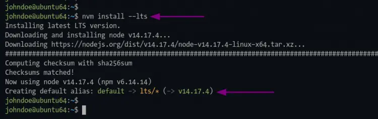 Installing Nodejs with NVM