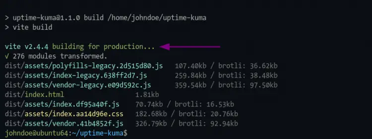 Installing Packages for Uptime-Kuma