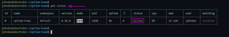 Check application status Uptime-Kuma