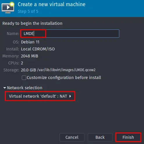 confirm vm creation