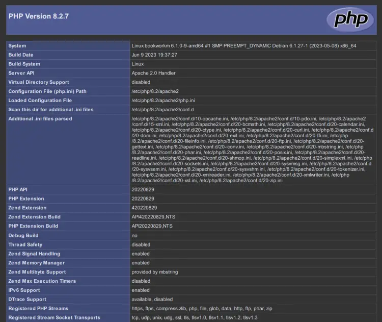 phpinfo