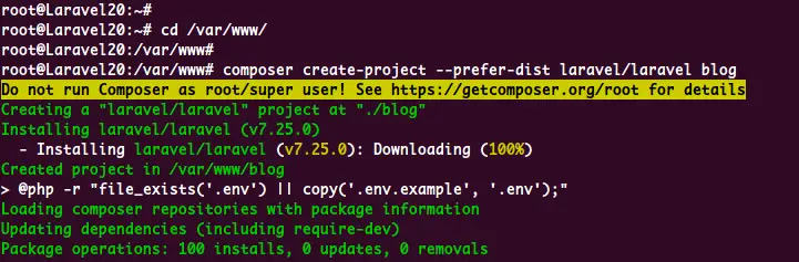 Create Laravel Project with Composer