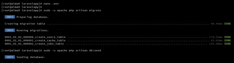 migrate database
