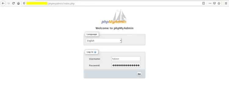 phpMyAdmin Login Page