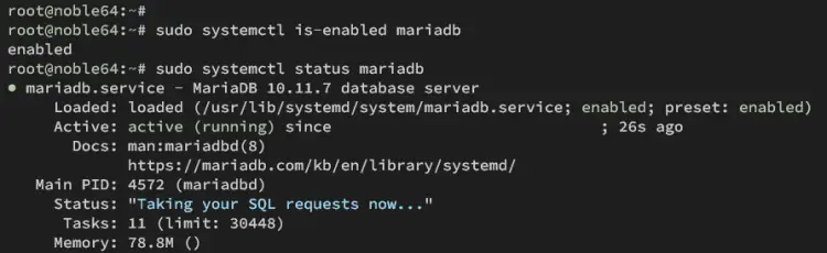 check mariadb service