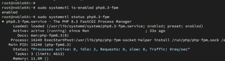 check php-fpm service