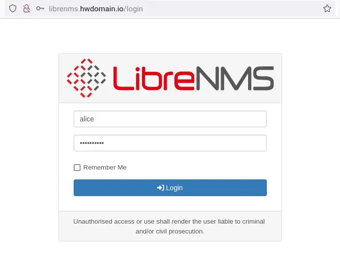 login librenms