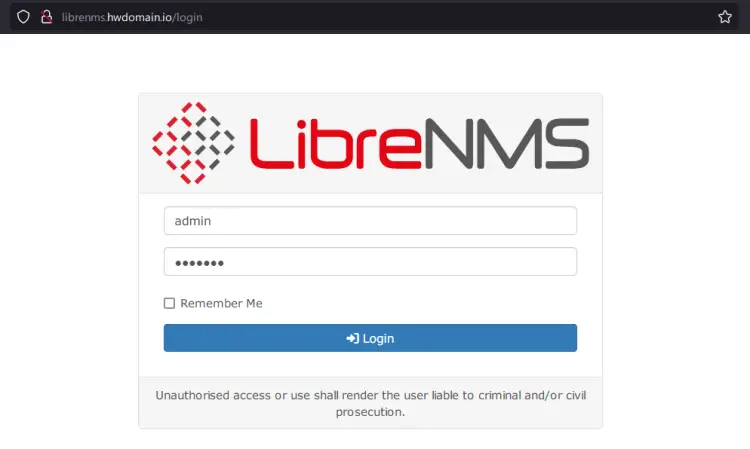 librenms login page