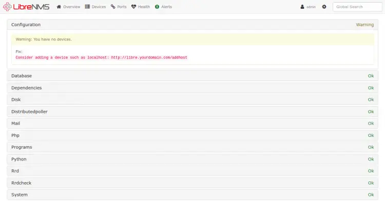 LibreNMS dashboard