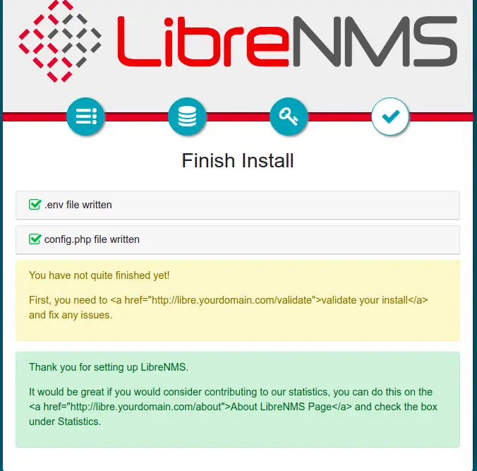 Finish installation