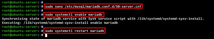 configure mariadb