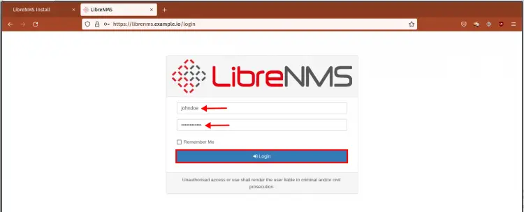 LibreNMS Login Page