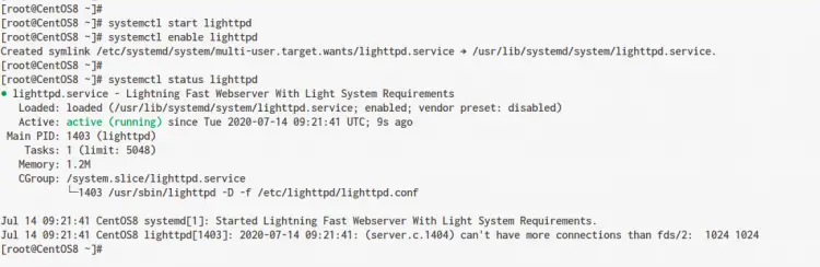 Install Lighttpd on CentOS 8