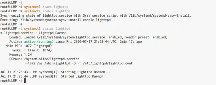 Start Lighttpd Webserver Service