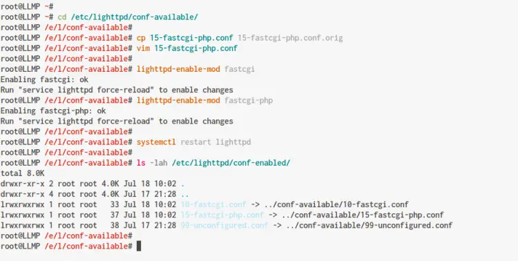 ENable FastCGI and FastCGI PHP Lighttpd