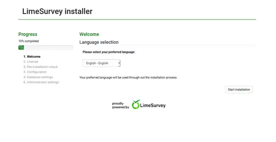 Welcome to LimeSurvey installer