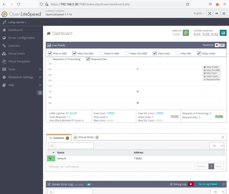 openlitespeed admin dashboard