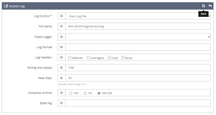 OpenLiteSpeed Access Log