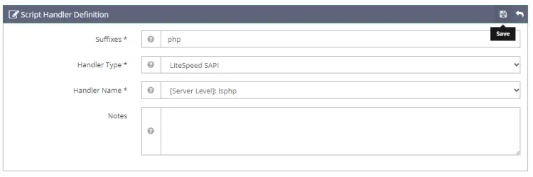 OpenLiteSpeed Script Handler Definition