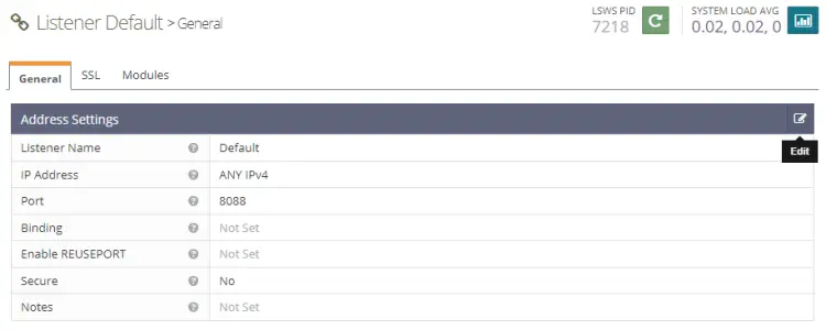 OpenLiteSpeed Default Listener