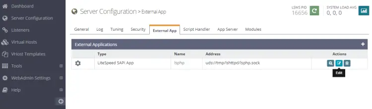 OpenLiteSpeed External Applications