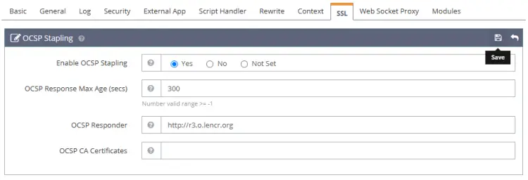 OpenLiteSpeed OCSP Stapling