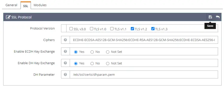 OpenLiteSpeed SSL Protocols