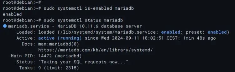 check mariadb