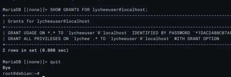 check database and user