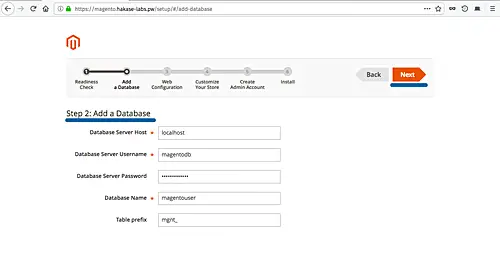 Database configuration