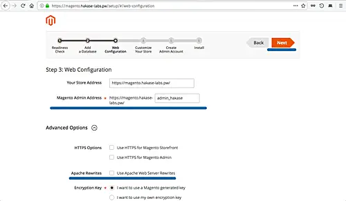 Web configuration