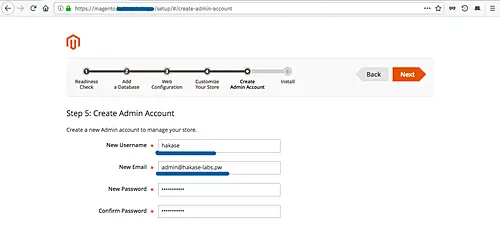 Setup the admin account