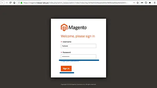 Magento backend login