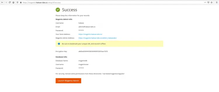 Magento Install is Finished
