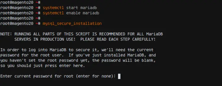 Setup MariaDB root password