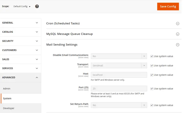 Magento Email Sending Settings