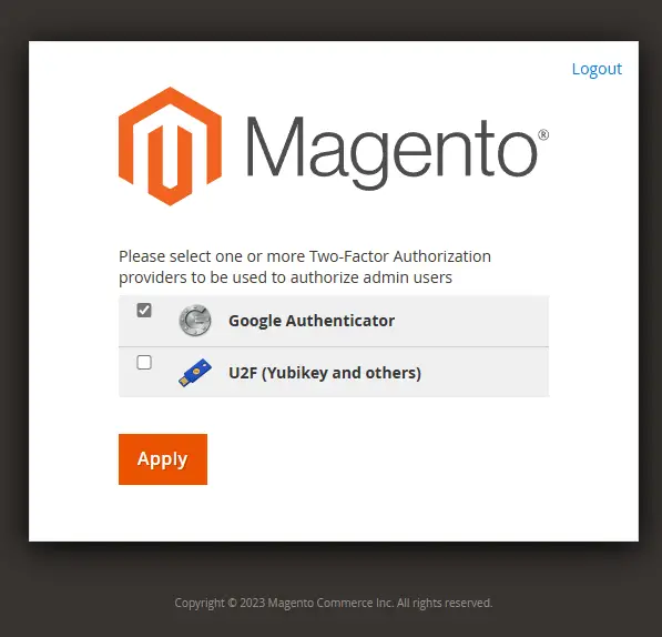 Magento 2FA Configure